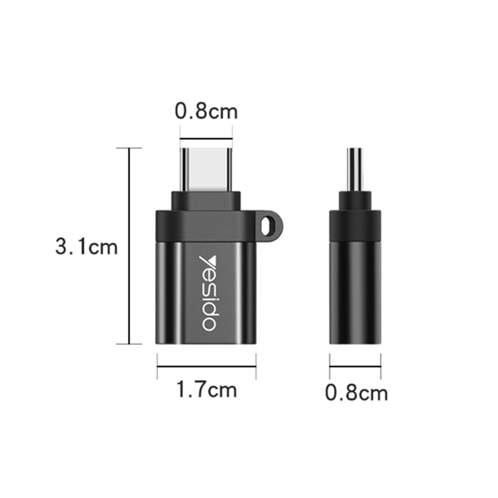 Yesido - OTG Adapter (GS06) - Type-C to USB 3.0, Plug & Play, 5Gbps - Black