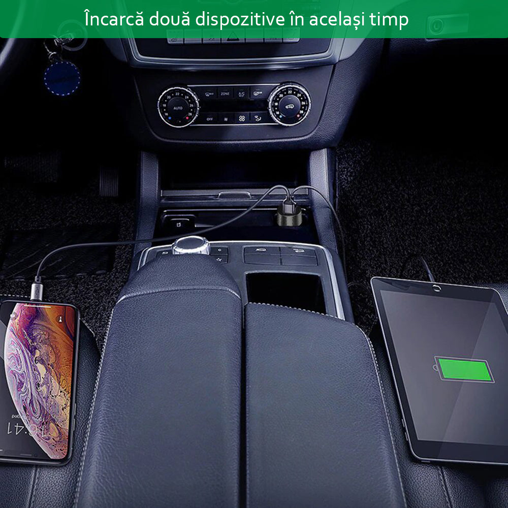 Yesido - Car Charger (Y31) - 2x USB, LED Display, QC 3.0, 18W, 3A - Black