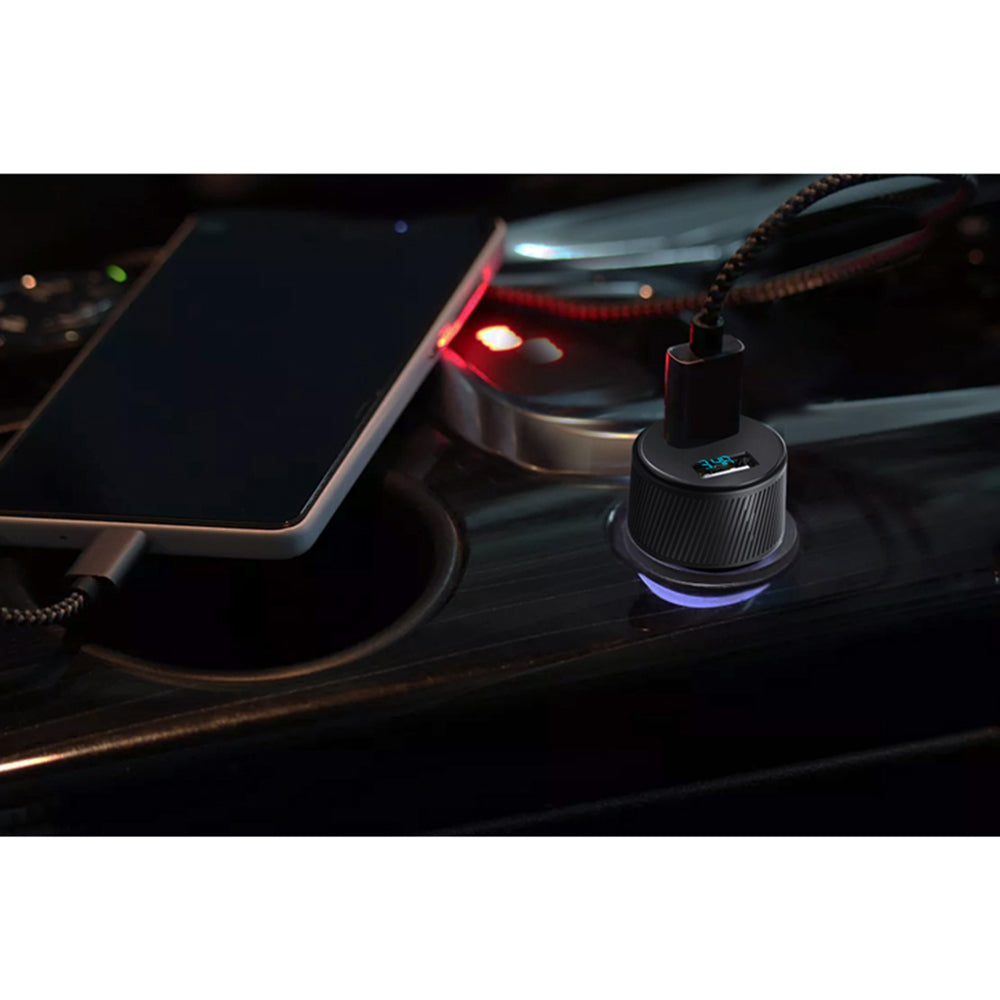 Yesido - Car Charger (Y31) - 2x USB, LED Display, QC 3.0, 18W, 3A - Black