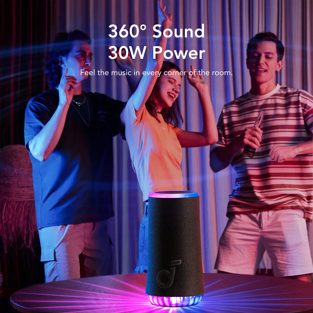 Anker - Wireless Speaker SoundCore Glow (A3166G31) - 360° Sound, 30W, IP67 - Blue