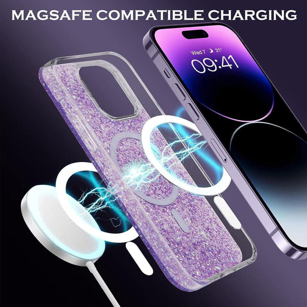 Techsuit - Sparkly Glitter MagSafe - iPhone 15 Plus - Magenta