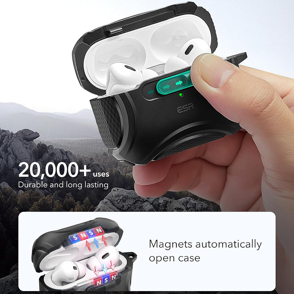 ESR - Cyber Magnetic Lock Case HaloLock - Apple AirPods Pro 1 / 2 - Black