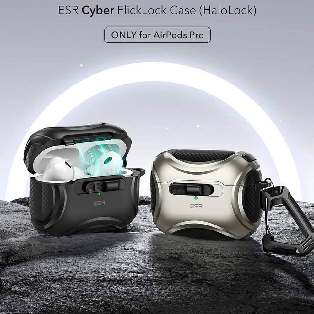 ESR - Cyber Magnetic Lock Case HaloLock - Apple AirPods Pro 1 / 2 - Black