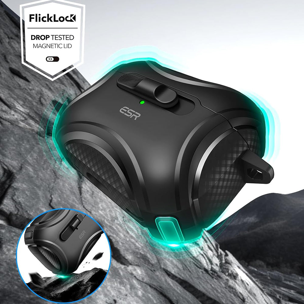 ESR - Cyber Magnetic Lock Case HaloLock - Apple AirPods Pro 1 / 2 - Black