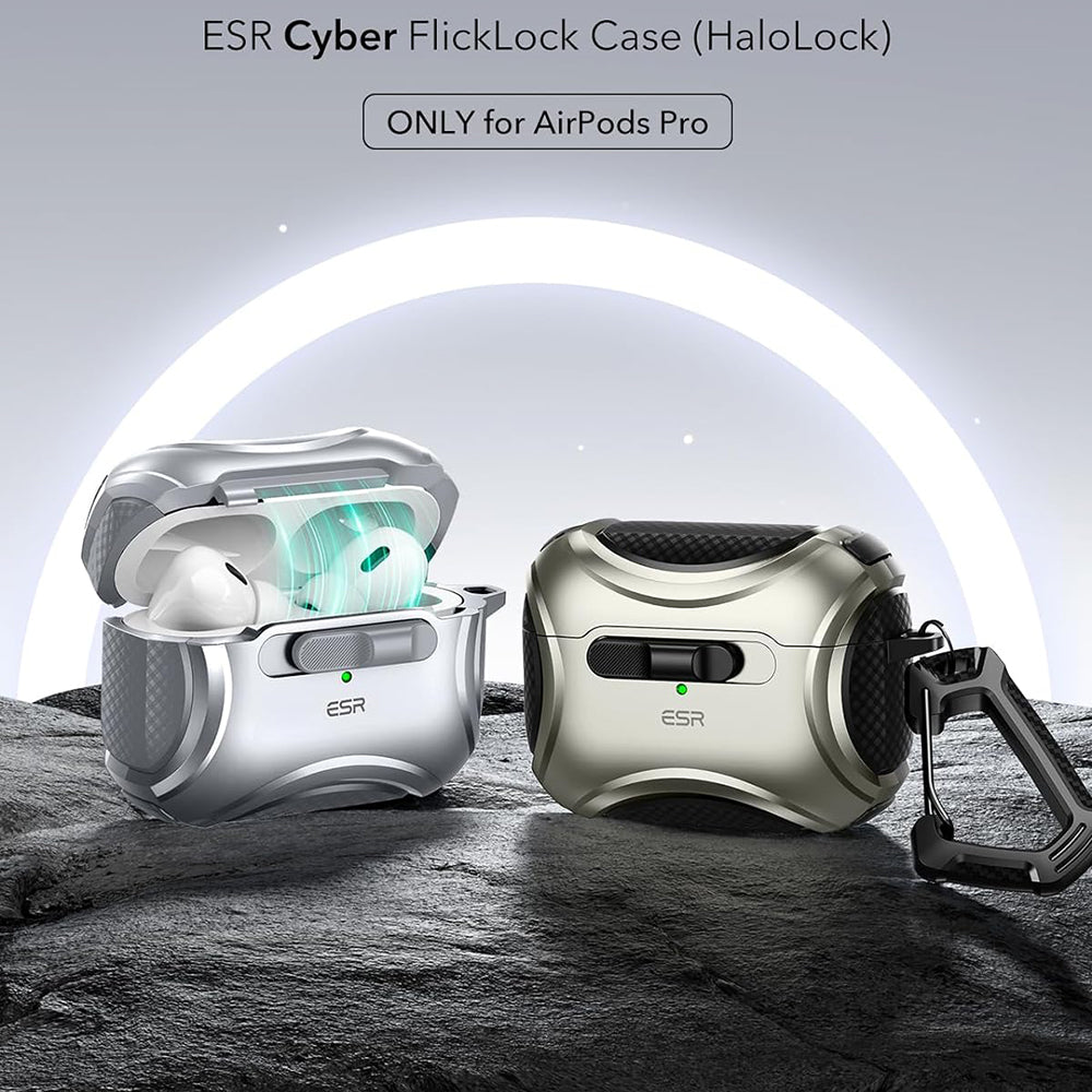 ESR - Cyber Magnetic Lock Case HaloLock - Apple AirPods Pro 1 / 2 - Grey