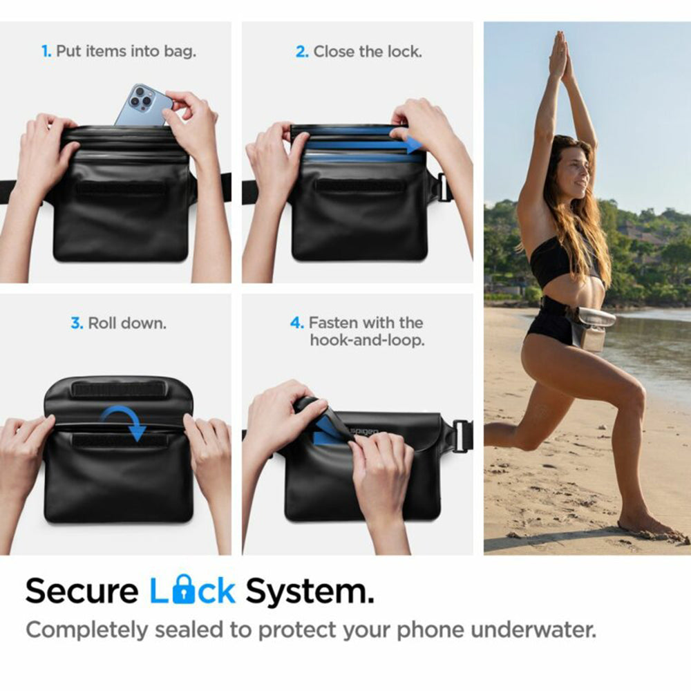 Spigen - Waterproof Pouch A620 (AMP04532) - Universal Waist Bag for Accessories - Black
