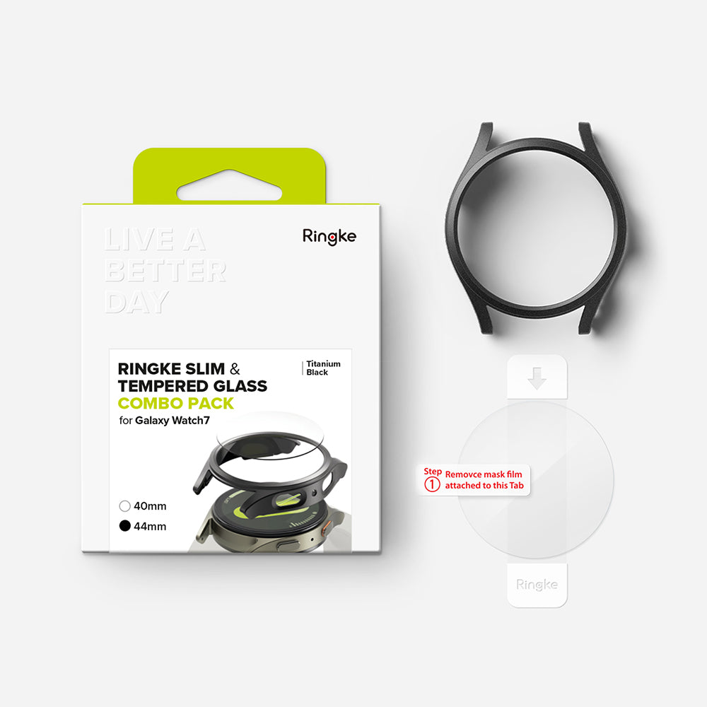 Ringke - Slim + Screen Protector - Samsung Galaxy Watch7 44mm - Titanium Black