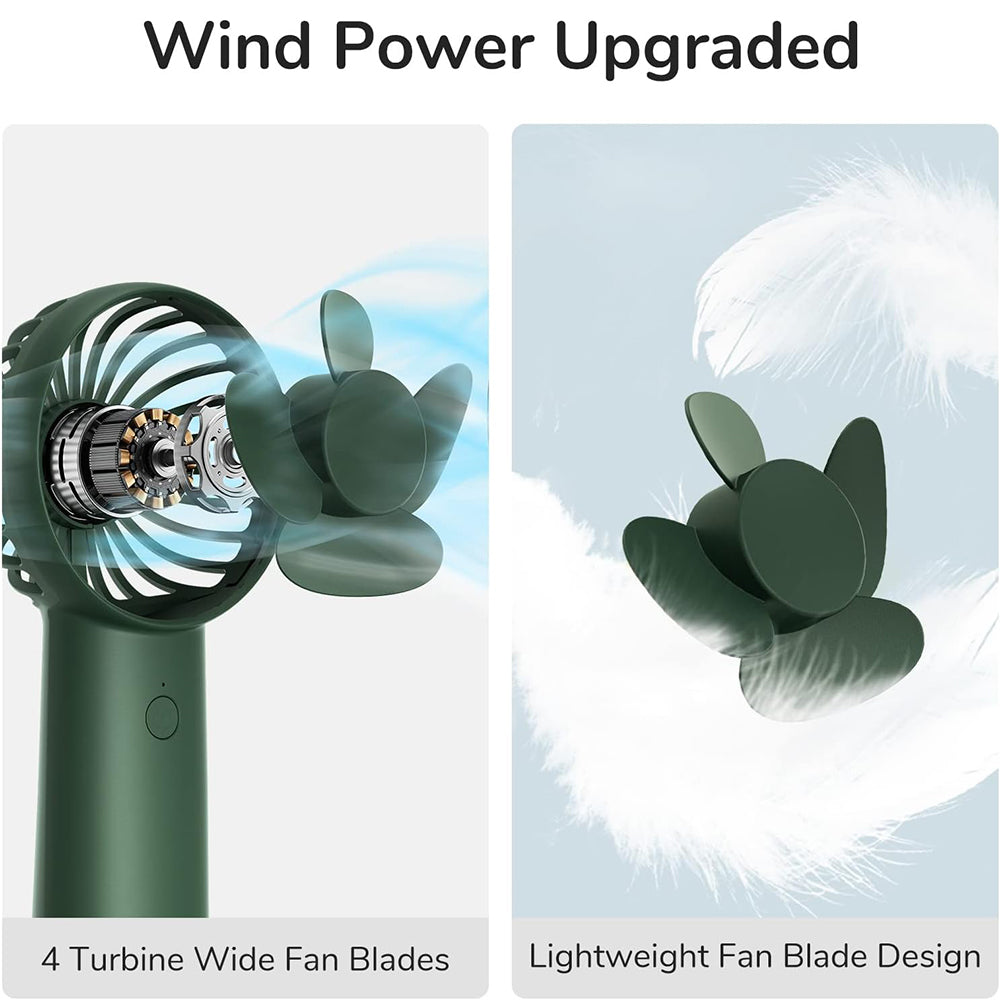 JisuLife - Premium Portable Mini Fan Life6 (FA20X) - USB-C Rechargeable, 3 Wind Speeds, 4000mAh - Deep Green