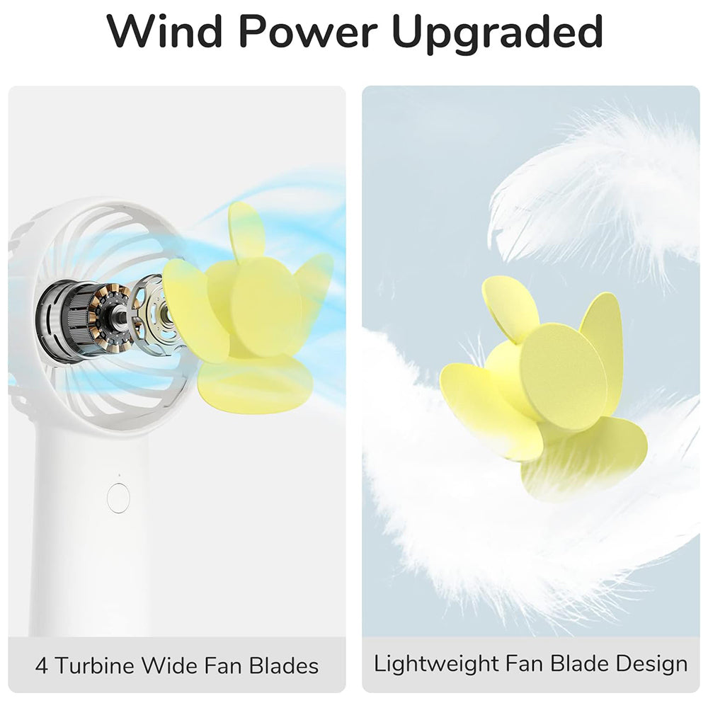 JisuLife - Premium Portable Mini Fan Life6 (FA20X) - USB-C Rechargeable, 3 Wind Speeds, 4000mAh - White