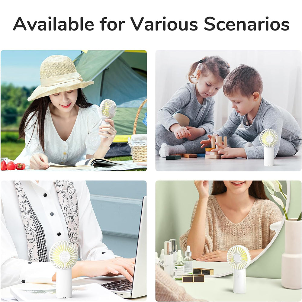 JisuLife - Premium Portable Mini Fan Life6 (FA20X) - USB-C Rechargeable, 3 Wind Speeds, 4000mAh - White