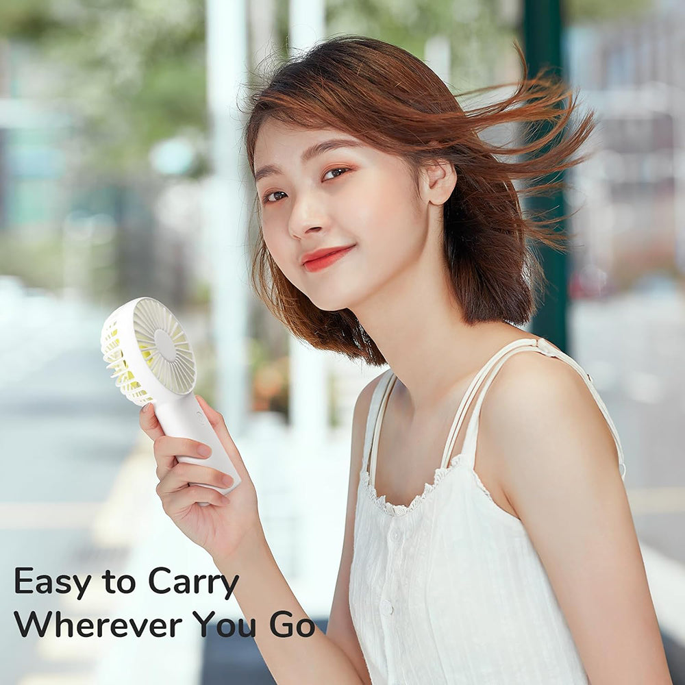 JisuLife - Premium Portable Mini Fan Life6 (FA20X) - USB-C Rechargeable, 3 Wind Speeds, 4000mAh - White