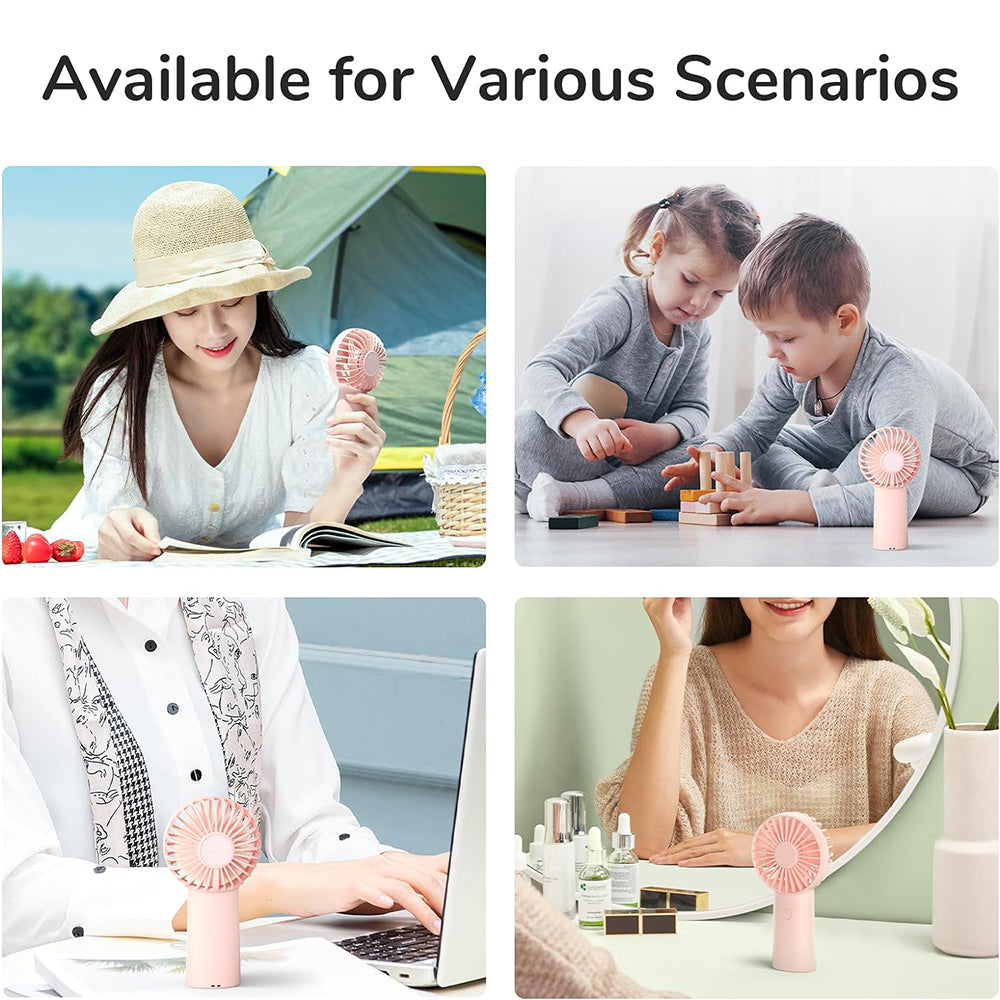 JisuLife - Premium Portable Mini Fan Life6 (FA20X) - USB-C Rechargeable, 3 Wind Speeds, 4000mAh - Pink