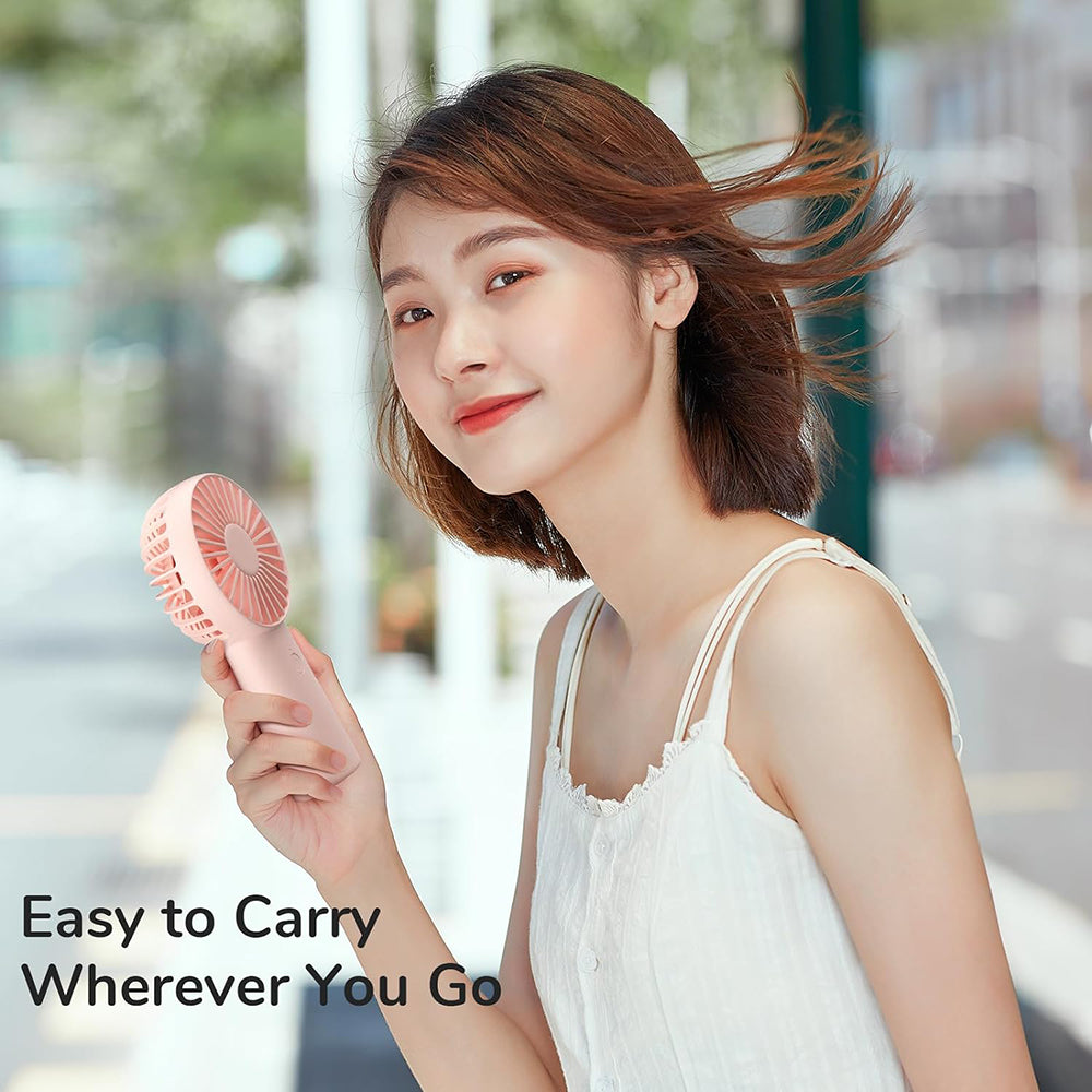 JisuLife - Premium Portable Mini Fan Life6 (FA20X) - USB-C Rechargeable, 3 Wind Speeds, 4000mAh - Pink