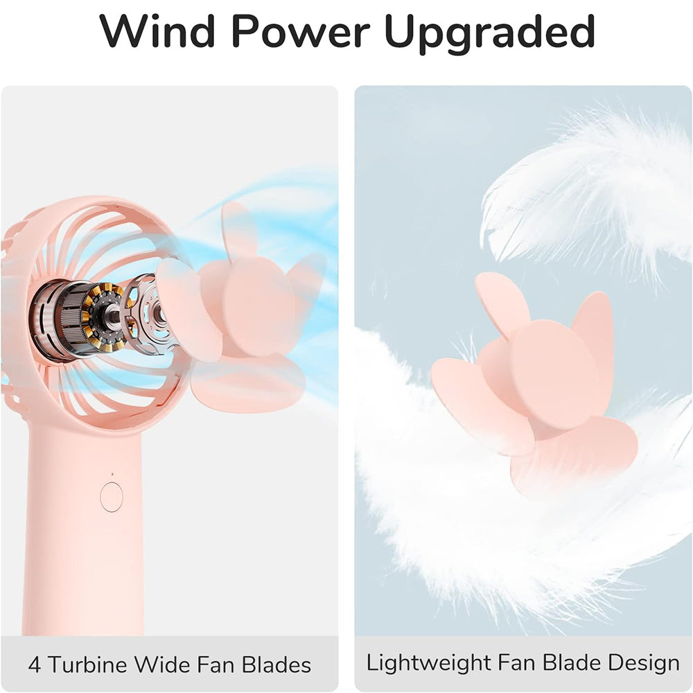 JisuLife - Premium Portable Mini Fan Life6 (FA20X) - USB-C Rechargeable, 3 Wind Speeds, 4000mAh - Pink