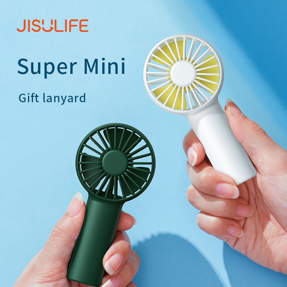 JisuLife - Premium Portable Mini Fan Life1 (FA20) - USB-C Rechargeable, 3 Wind Speeds, 2000mAh - White
