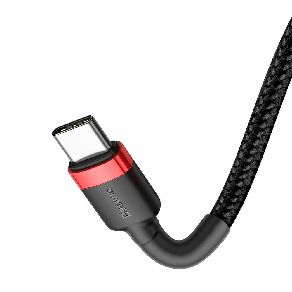Baseus - Data Cable Cafule (CATKLF-G91) - Type-C to Type-C, PD2.0 60W Flash Charging, 20V, 3A, 1m - Red / Black