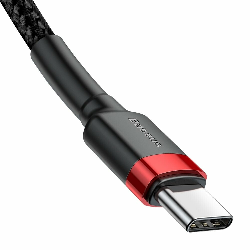 Baseus - Data Cable Cafule (CATKLF-G91) - Type-C to Type-C, PD2.0 60W Flash Charging, 20V, 3A, 1m - Red / Black