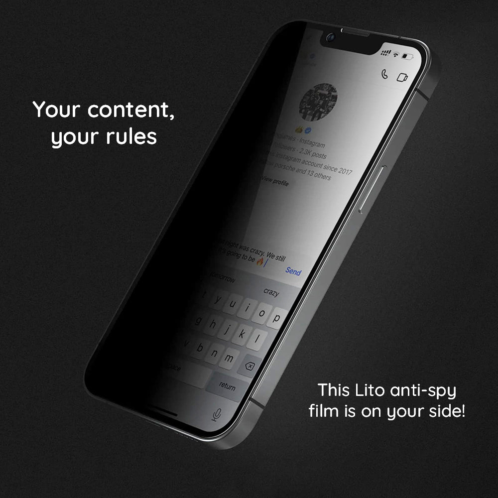 Lito Folie de protectie Lito HD PRO Privacy compatibil cu iPhone 15 Plus, Negru – imagine 2