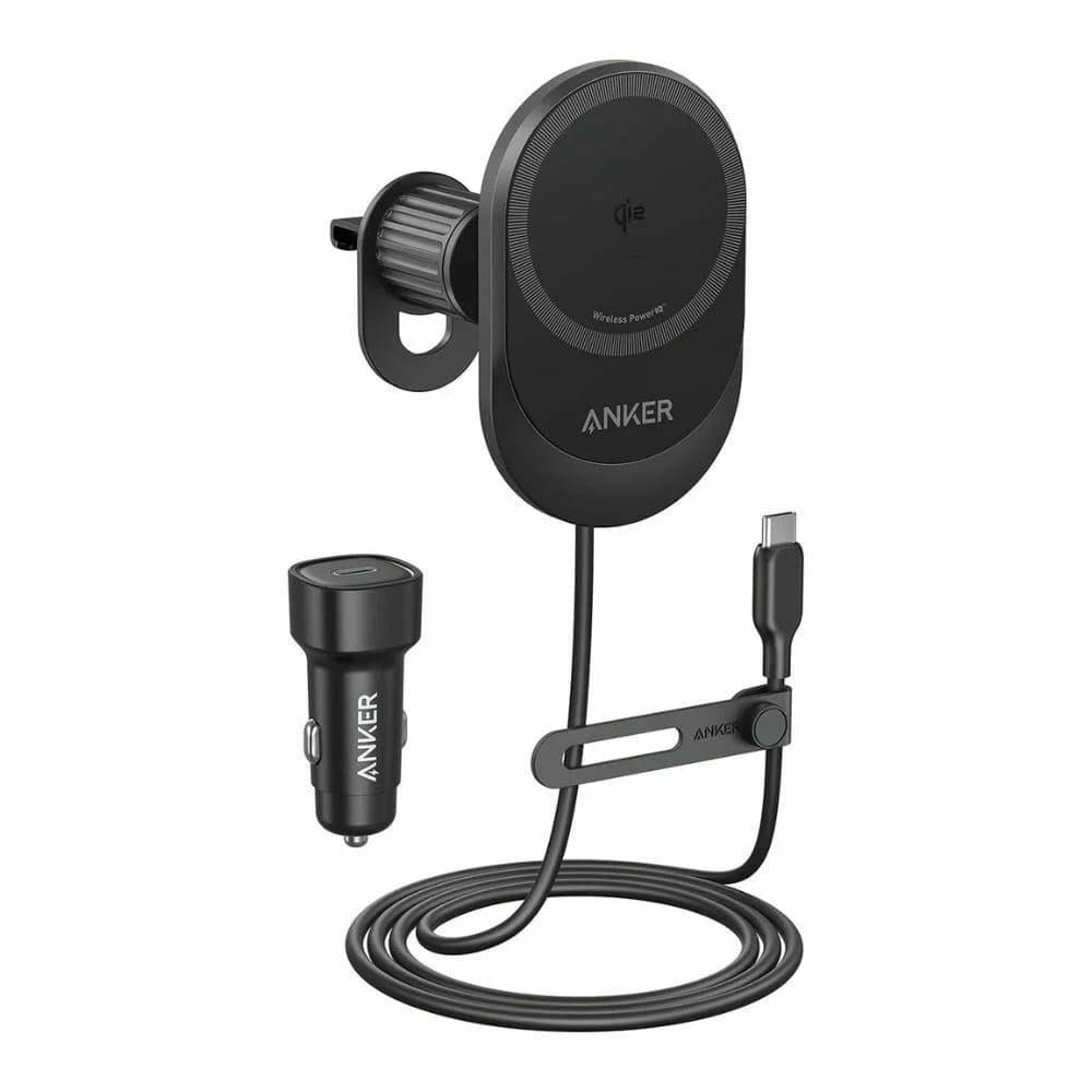Anker - Car Holder with Wireless Charging MagGo (B2932G11) - Magnetic Grip for Air Vent, 360° Rotation, Type-C, 15W - Bl