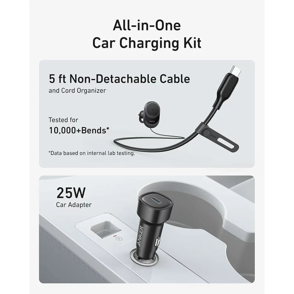 Anker - Car Holder with Wireless Charging MagGo (B2932G11) - Magnetic Grip for Air Vent, 360° Rotation, Type-C, 15W - Bl