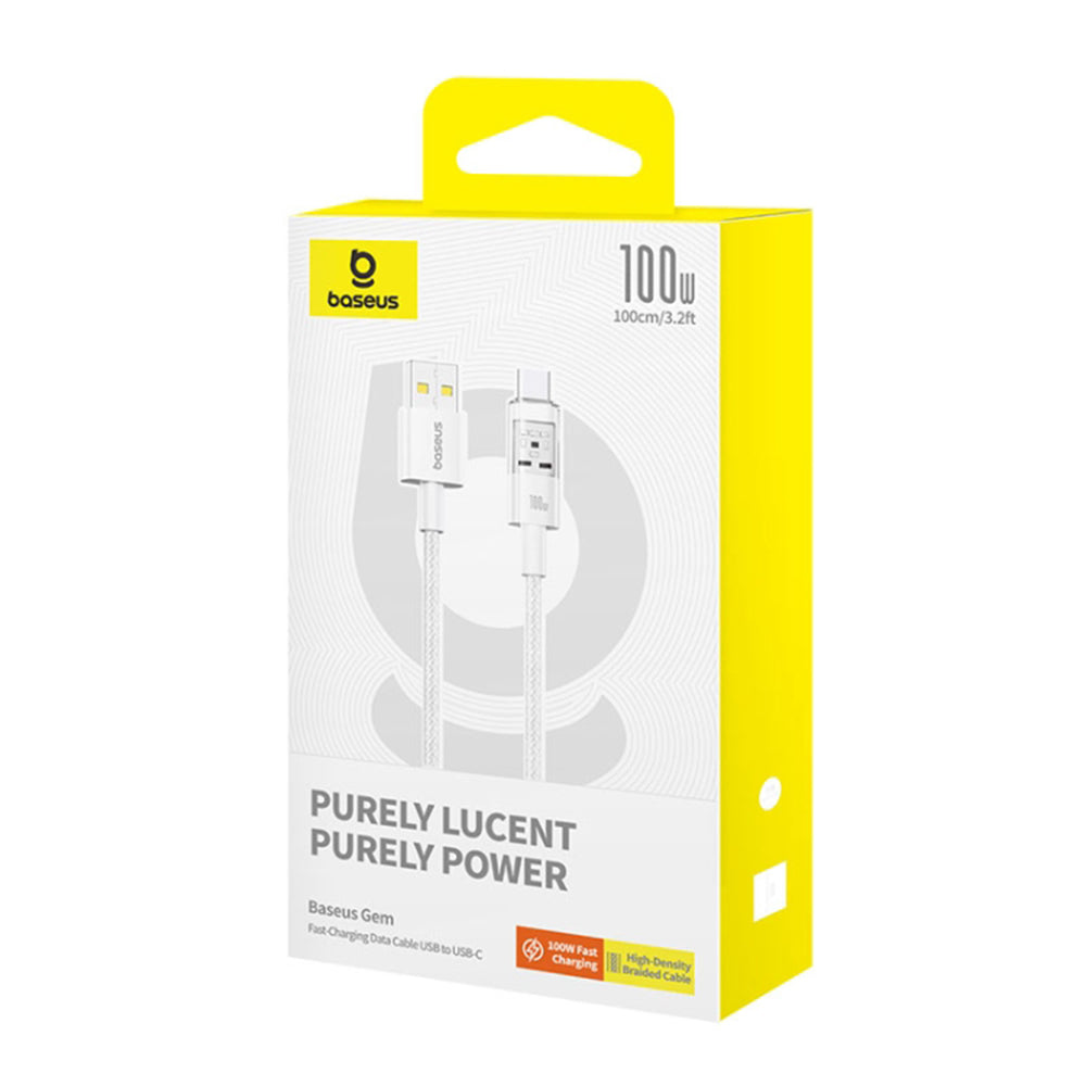 Baseus - Data Cable Gem (P10373002211-00) - USB to Type-C, Super Fast Charging 100W, 1m - Moon White