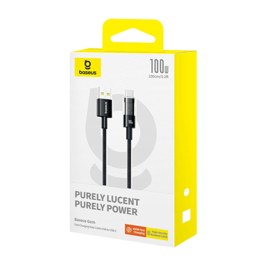 Baseus - Data Cable Gem (P10373002111-00) - USB to Type-C, Super Fast Charging 100W, 1m - Cluster Black