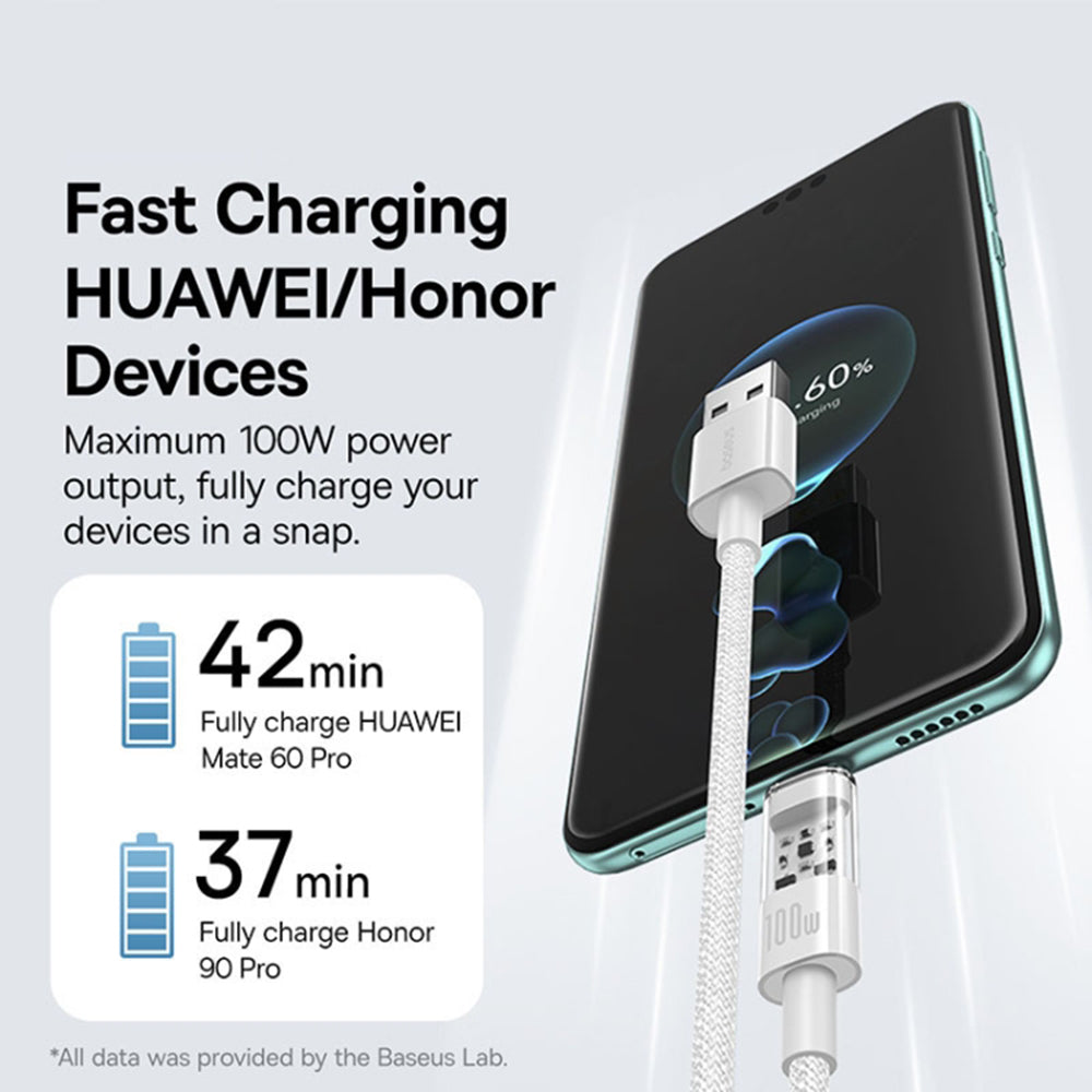 Baseus - Data Cable Gem (P10373002211-01) - USB to Type-C, Super Fast Charging 100W, 2m - Moon White
