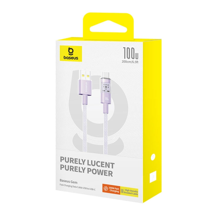 Baseus - Data Cable Gem (P10373002511-01) - USB to Type-C, Super Fast Charging 100W, 2m - Nebula Purple
