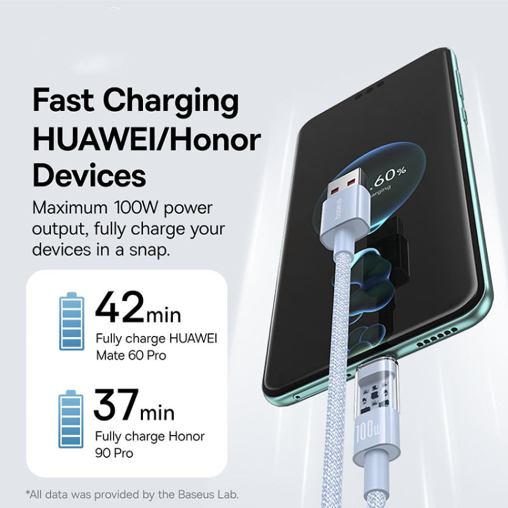 Baseus - Data Cable Gem (P10373002311-01) - USB to Type-C, Super Fast Charging 100W, 2m - Galaxy Blue