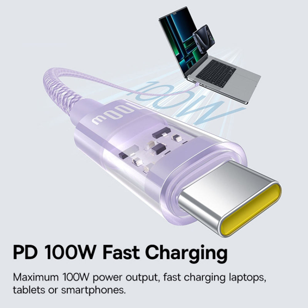 Baseus - Data Cable Gem (P10373000511-00) - Type-C to Type-C, Super Fast Charging 100W, 1m - Nebula Purple