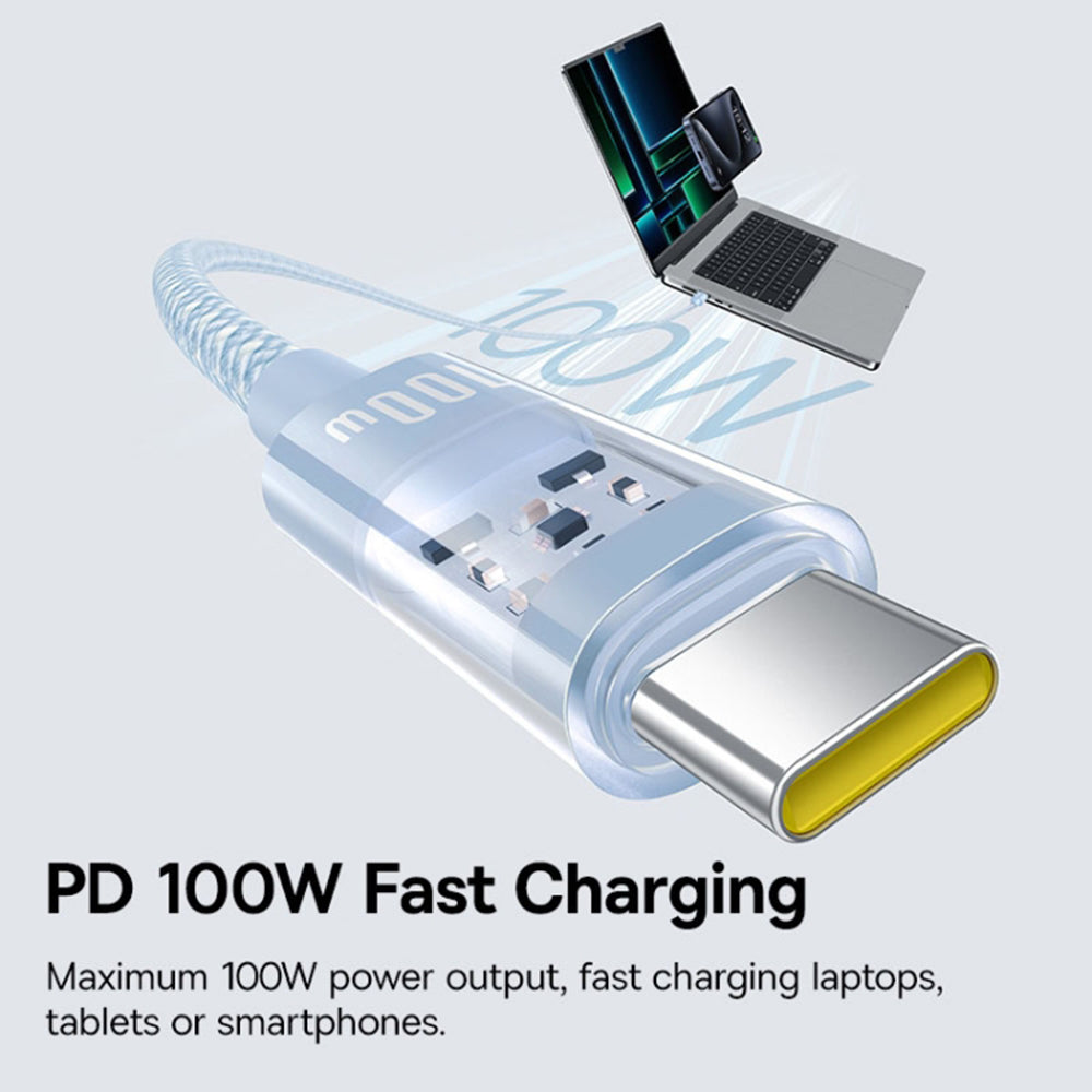 Baseus - Data Cable Gem (P10373000311-00) - Type-C to Type-C, Super Fast Charging 100W, 1m - Galaxy Blue