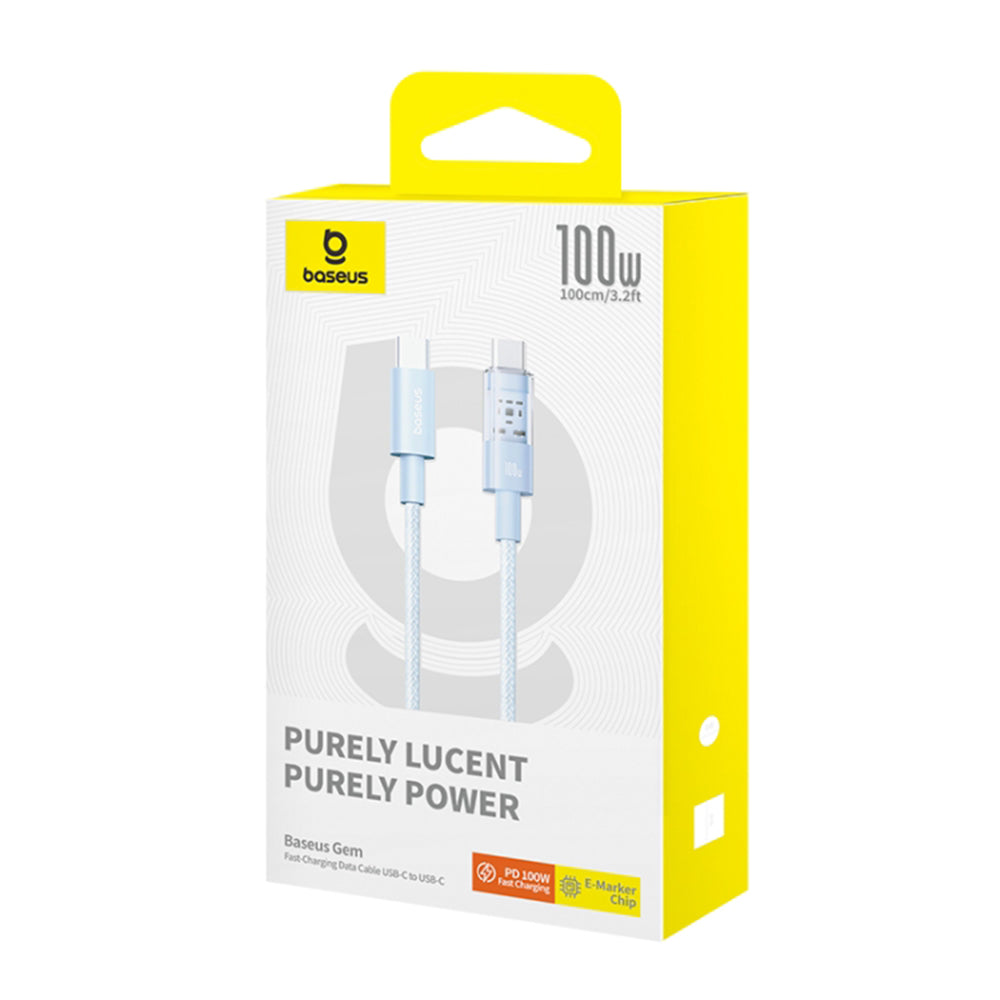 Baseus - Data Cable Gem (P10373000311-00) - Type-C to Type-C, Super Fast Charging 100W, 1m - Galaxy Blue