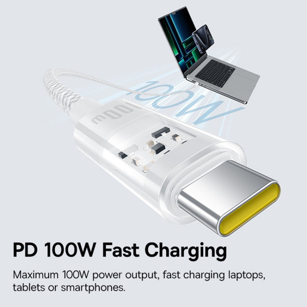 Baseus - Data Cable Gem (P10373000211-00) - Type-C to Type-C, Super Fast Charging 100W, 1m - Moon White