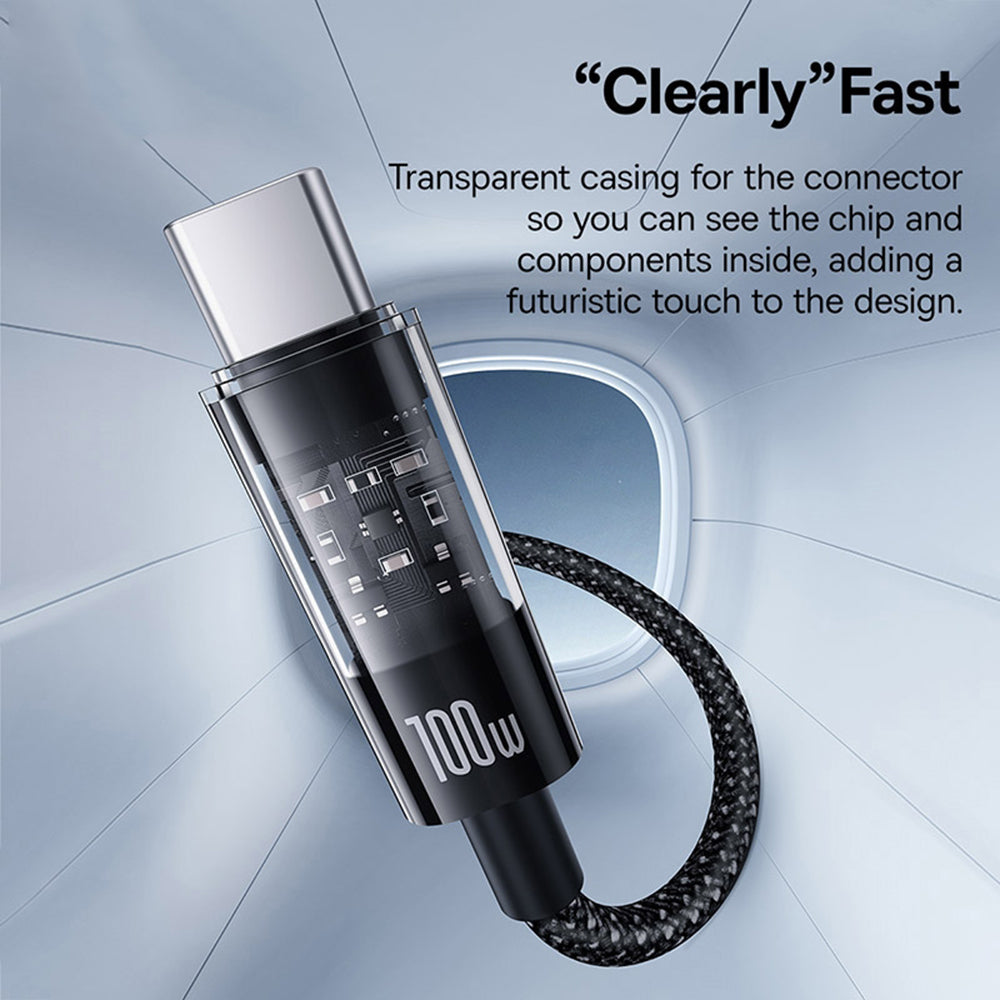 Baseus - Data Cable Gem (P10373000111-01) - Type-C to Type-C, Super Fast Charging 100W, 2m - Cluster Black