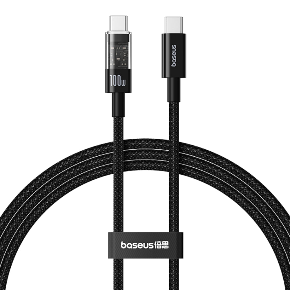 Baseus - Data Cable Gem (P10373000111-00) - Type-C to Type-C, Super Fast Charging 100W, 1m - Cluster Black