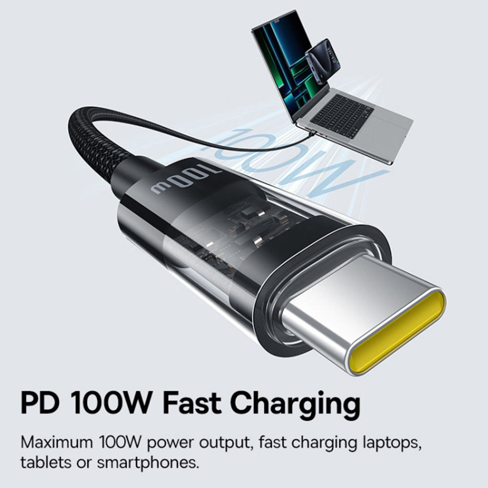 Baseus - Data Cable Gem (P10373000111-00) - Type-C to Type-C, Super Fast Charging 100W, 1m - Cluster Black