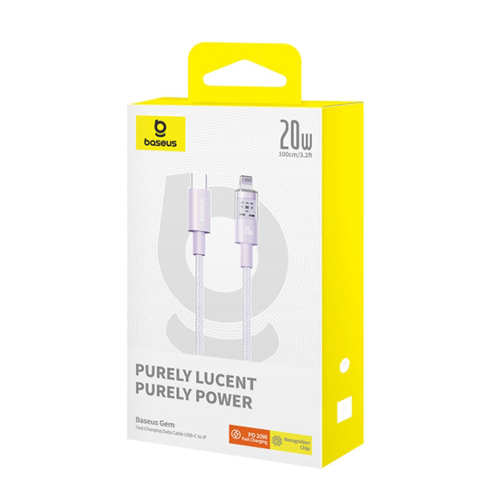 Baseus - Data Cable Gem (P10373001511-00) - USB-C to Lightning, Fast Charging 20W, 1m - Nebula Purple