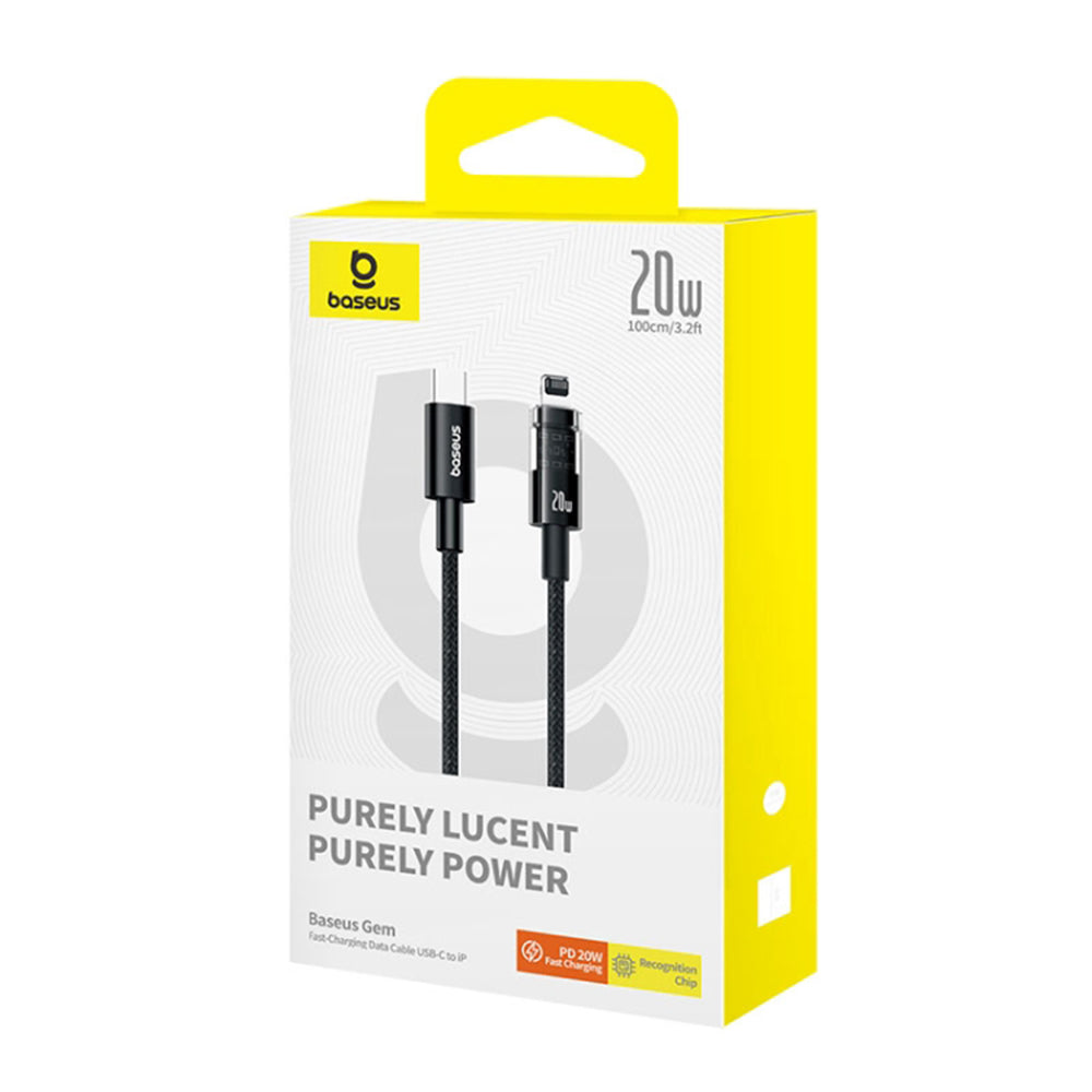 Baseus - Data Cable Gem (P10373001111-00) - USB-C to Lightning, Fast Charging 20W, 1m - Cluster Black