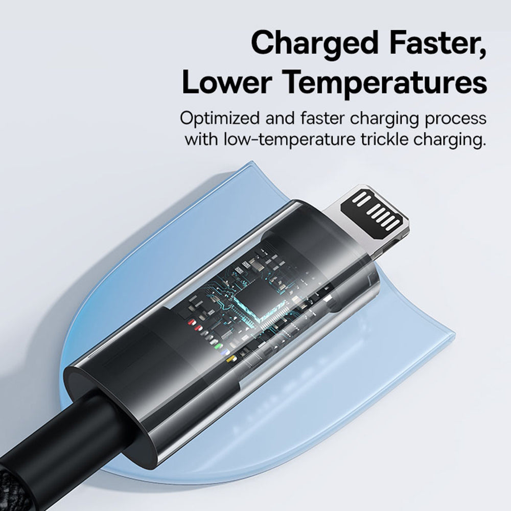 Baseus - Data Cable Gem (P10373001111-00) - USB-C to Lightning, Fast Charging 20W, 1m - Cluster Black