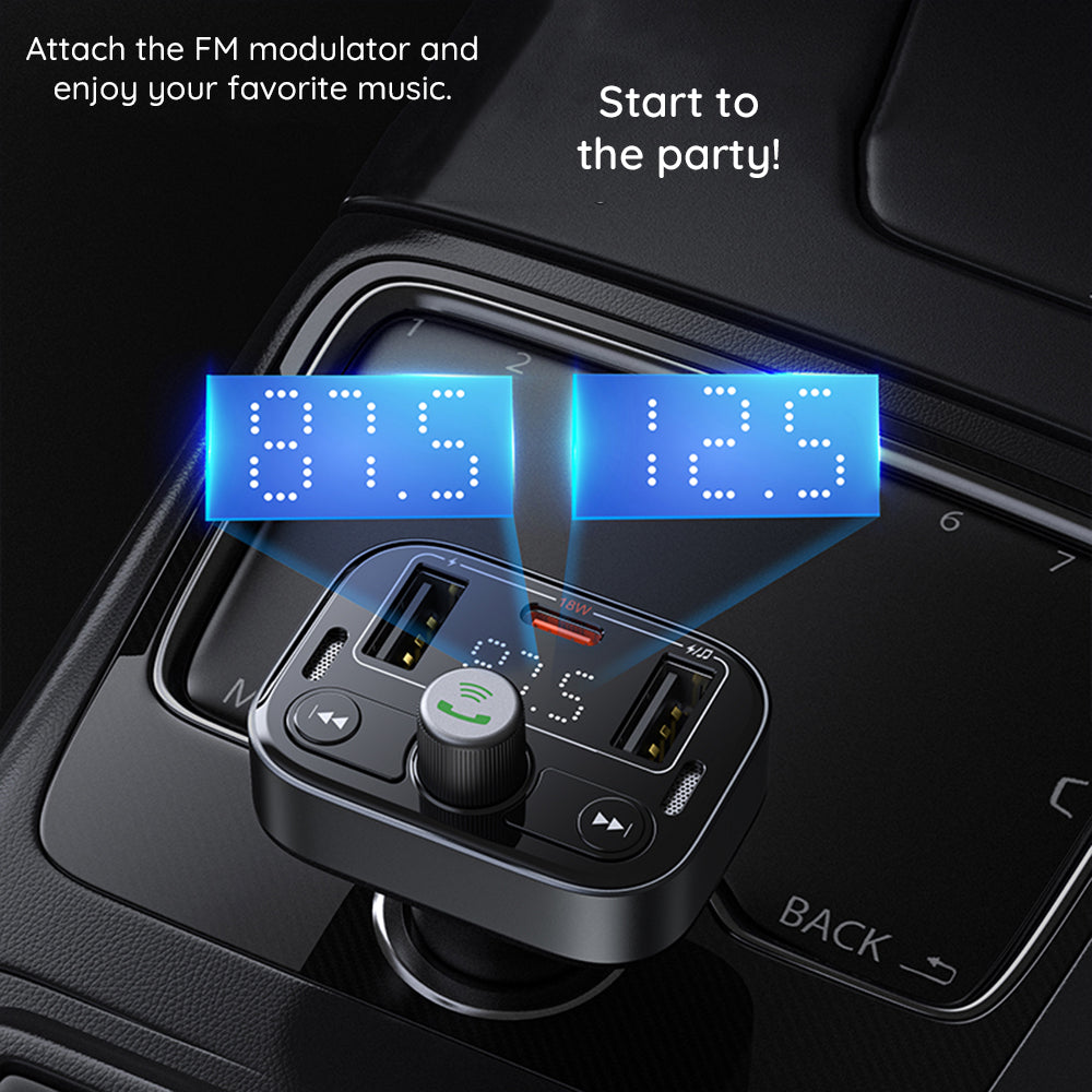 Baseus - FM Modulator and Car Charger S-09 Pro (C10762200113-00) - 2x USB, Type-C, Bluetooth 5.3, Digital Display - Blac