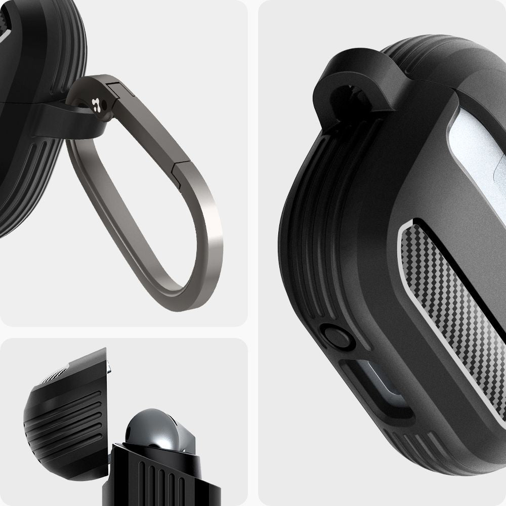 Spigen - Protection Case Rugged Armor (ACS08330) - for Samsung Galaxy Buds 3 / 3 Pro / 3 FE, Aluminum Holder - Black