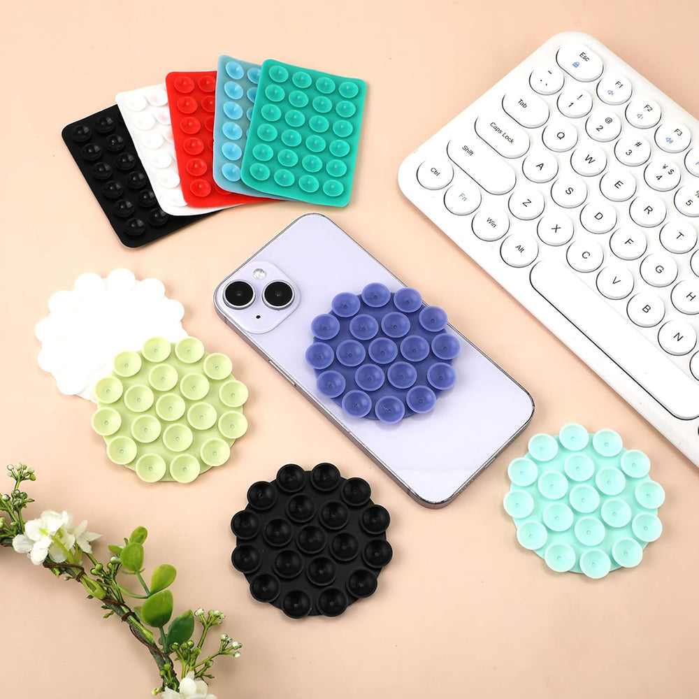 Techsuit - Phone Holder (SO-CUP) - Suction Pad for Selfies, Silicone, Adhesive Mount, Round Shape - Orange
