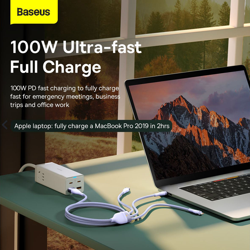 Baseus - Data Cable Flash Series 2 (CASS030005) - Fast Charge, USB to Type-C, Lightning, Micro-USB, 100W, 1.2 m - Purple