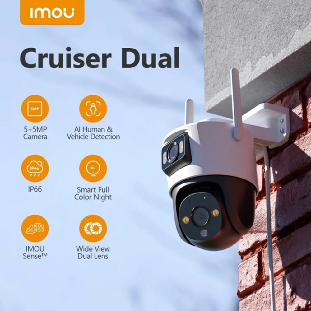 Imou - Outdoor Camera Cruiser Dual (IPC-S7XP-8M0WED-0360B) - 8MP, Two-way Talk, Human Detection, Night Vision, IP66 - Wh