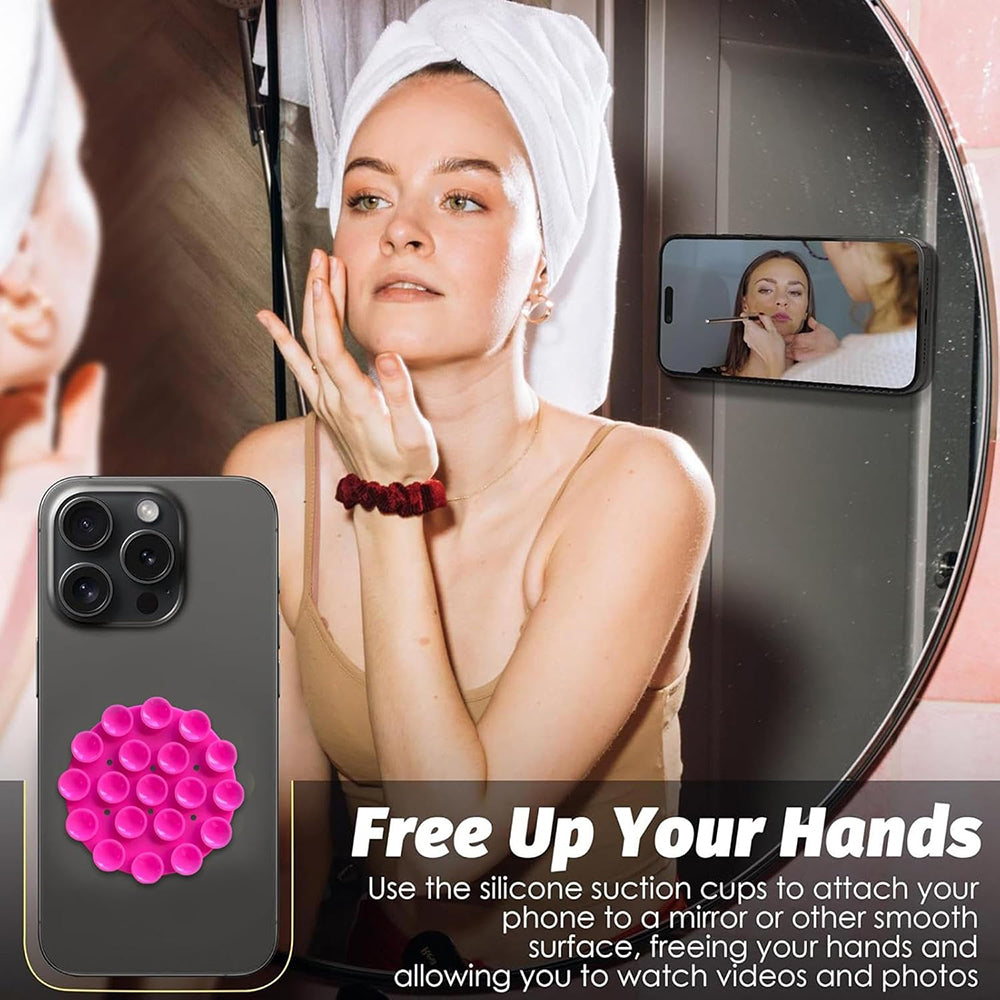 Techsuit - Phone Holder (SC-CUP) - Suction Pad for Selfies, Silicone, Adhesive Mount, Round Shape - Cyan