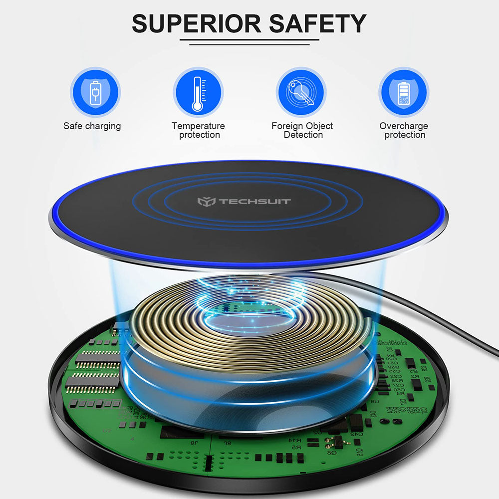 Techsuit - Wireless Charger Premium (CHWR031) - RGB Colors, 15W, 3A - Black