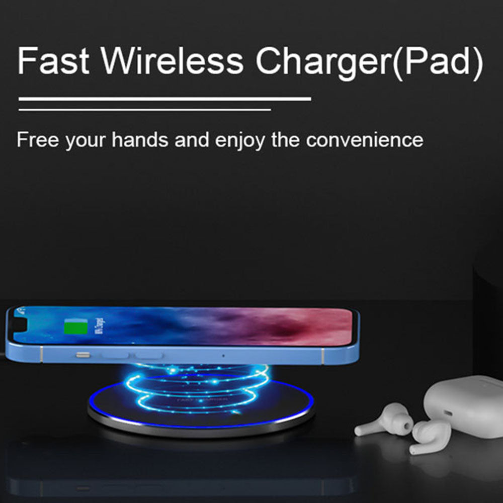 Techsuit - Wireless Charger Premium (CHWR031) - RGB Colors, 15W, 3A - Black