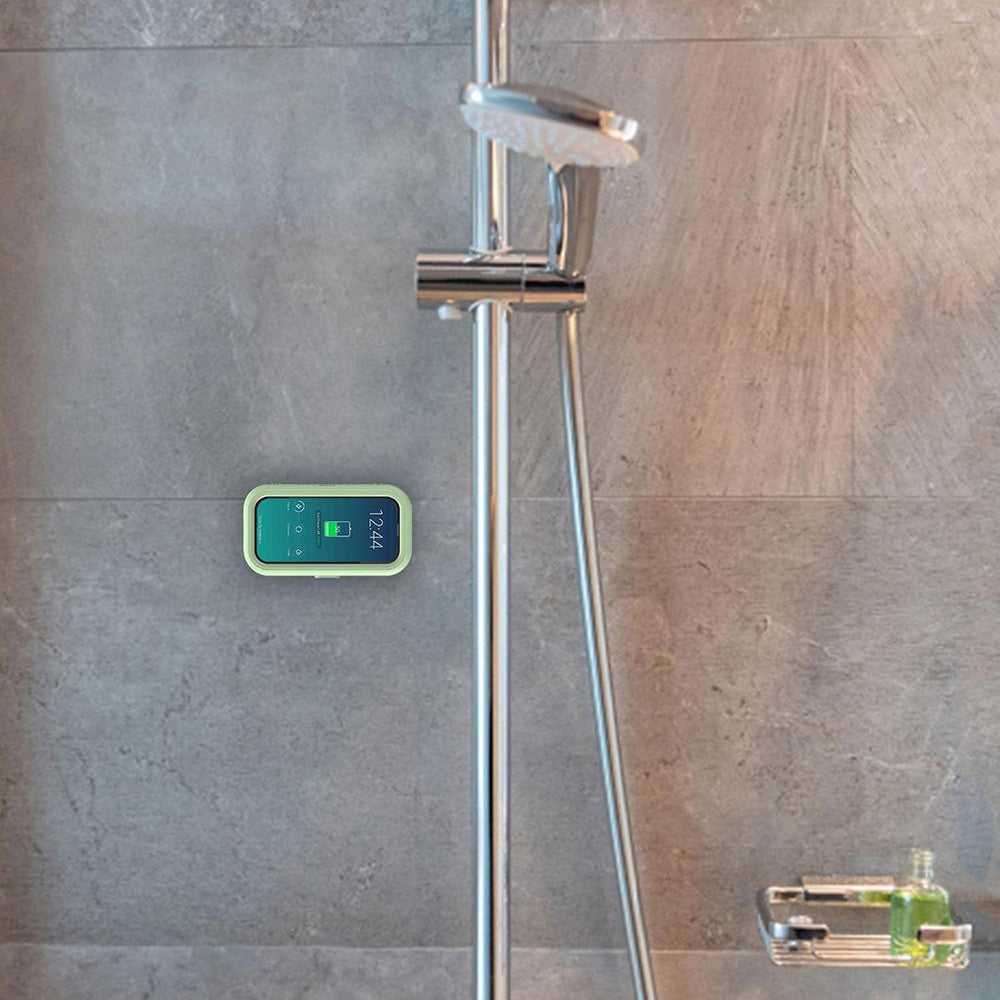 Techsuit - Phone Holder (LC-999) - Wall Box Case, Anti-Fog, Retractable, Adjustable, Waterproof, for 4-7" Phones - Gold 