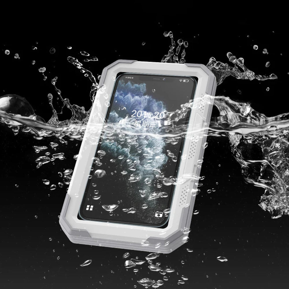 Techsuit - Phone Holder (LC-888) - Wall Box Case, Anti-Fog, with Adhesive Hooks, Waterproof - White / Gray