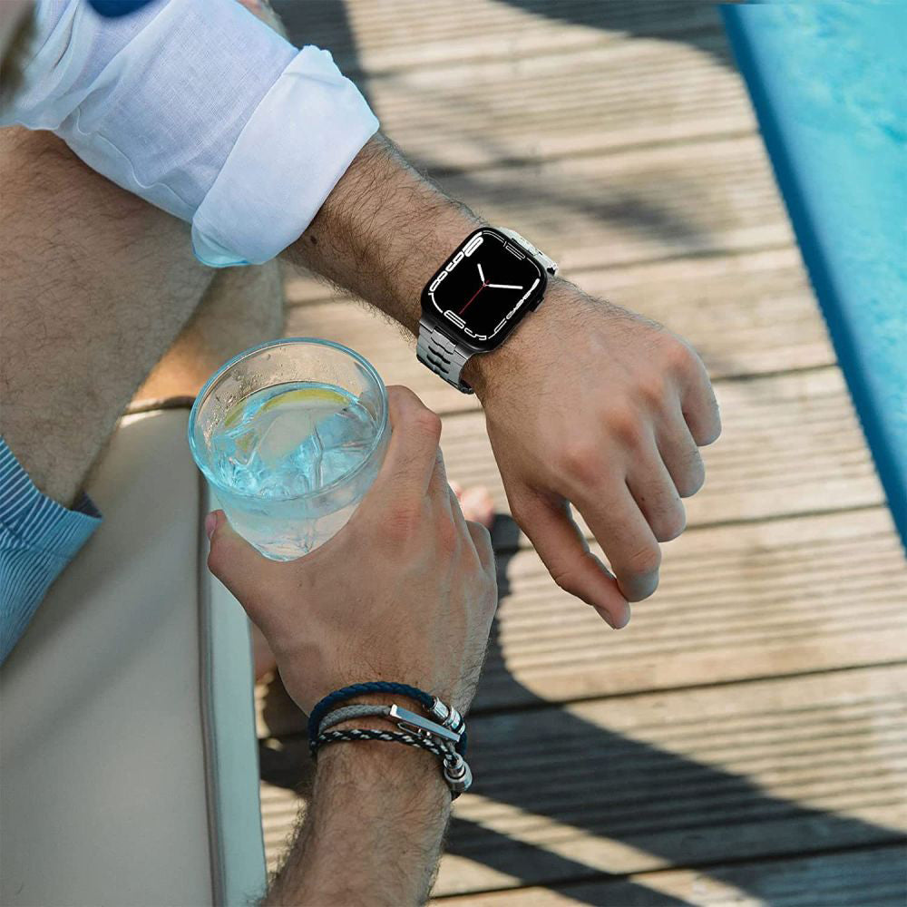 Techsuit - Watchband (W063) - Apple Watch 1/2/3/4/5/6/7/8/9/10/11/SE/SE 2/SE 3/Ultra/2/3 (42/44/45/46/49mm) - Black